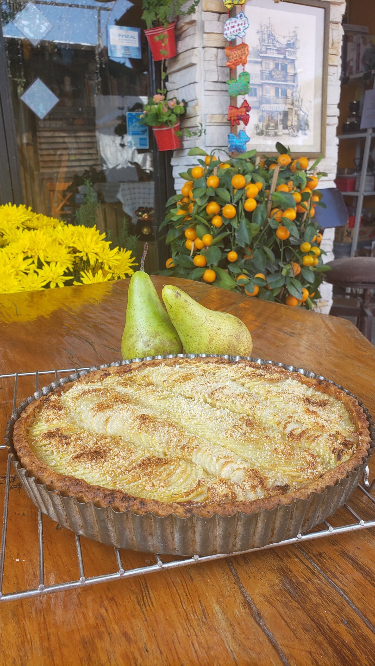 Taylor made walnuts & date tart, fruits. tart & tradition French tart