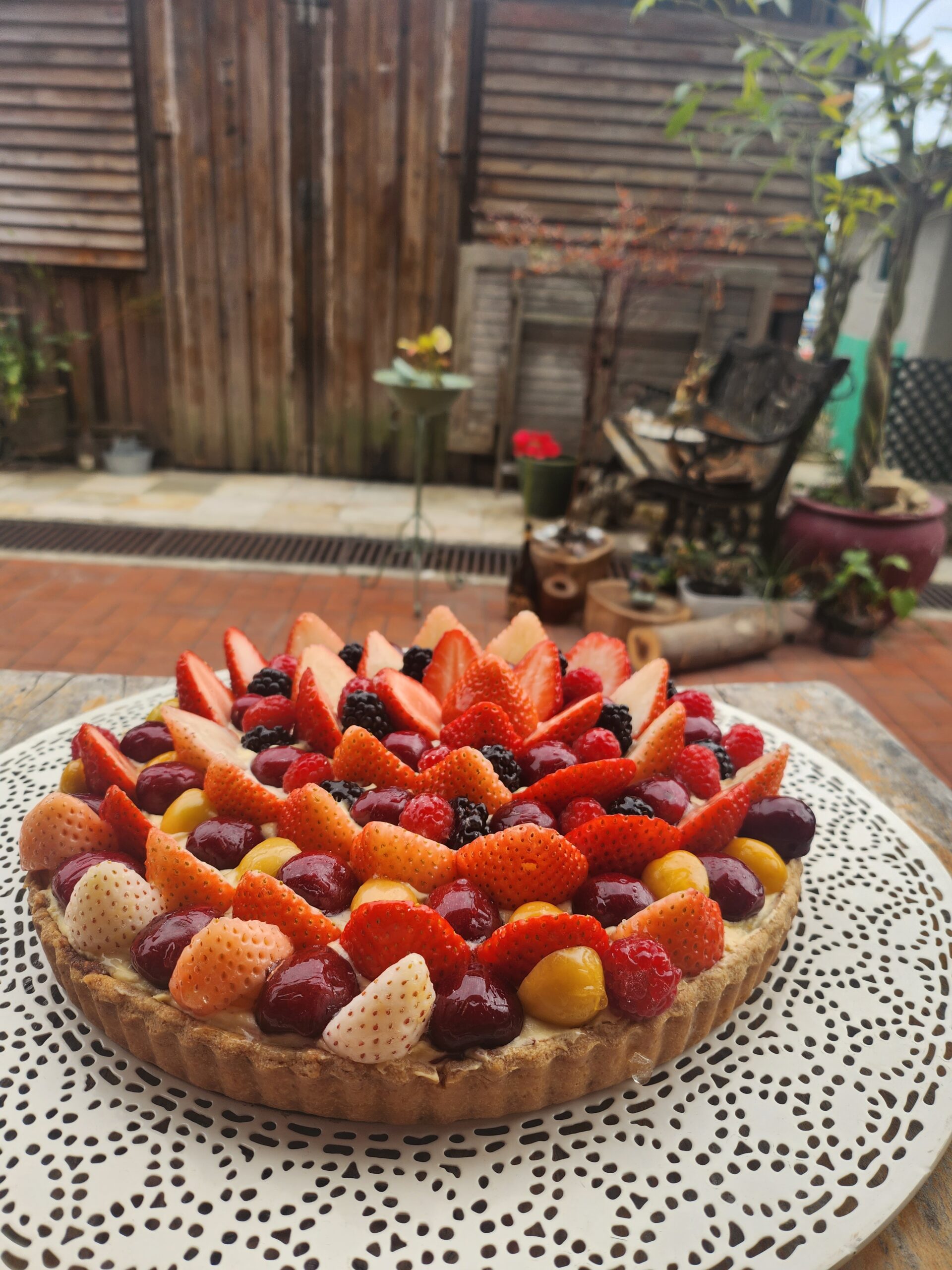 Taylor made walnuts & date tart, fruits. tart & tradition French tart